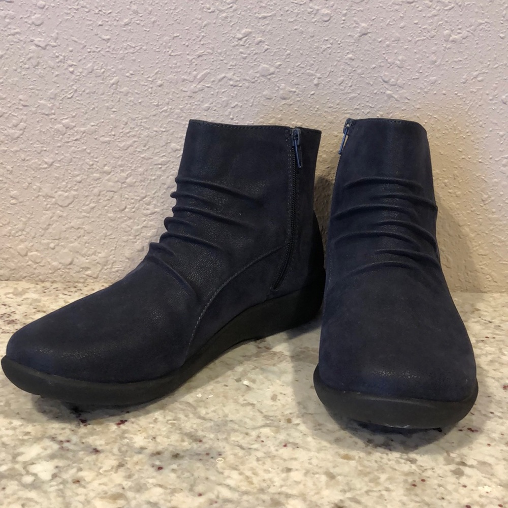 Clarks Navy Blue Ankle Boots